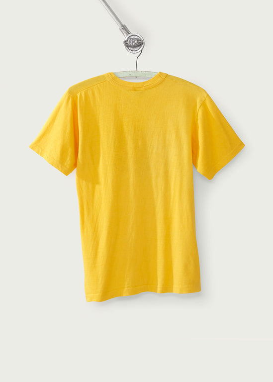 Vintage Nude Beer Pocket T-shirt Double Sided Graphic YELLOW Tan